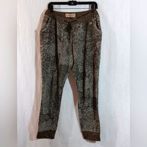 Mathilde Womens Medium 40 Joggers Metallic Floral Jacquard Knit High Rise Pants